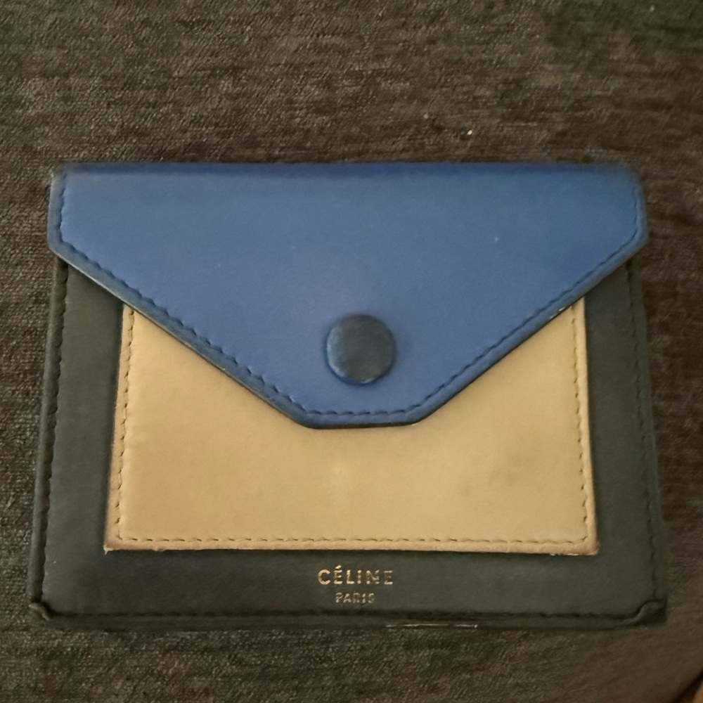 Céline authentic wallet Blue, Beige and Black leather card case